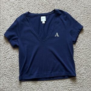 Maeve Embroidered Letter Short Sleeve Baby Tee